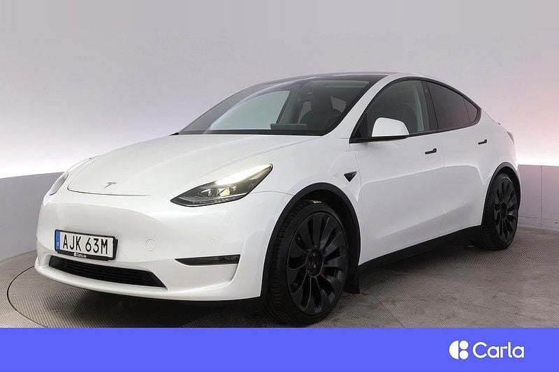 Vit Begagnad 2022 Tesla Model Y Performance SUV | 449 900 kr - Bild 1/4