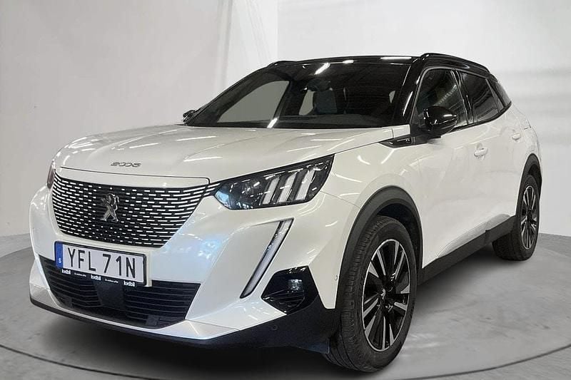 Vit Begagnad 2021 Peugeot e-2008 GT SUV | 179 000 kr (Bra pris) - Bild 1/4