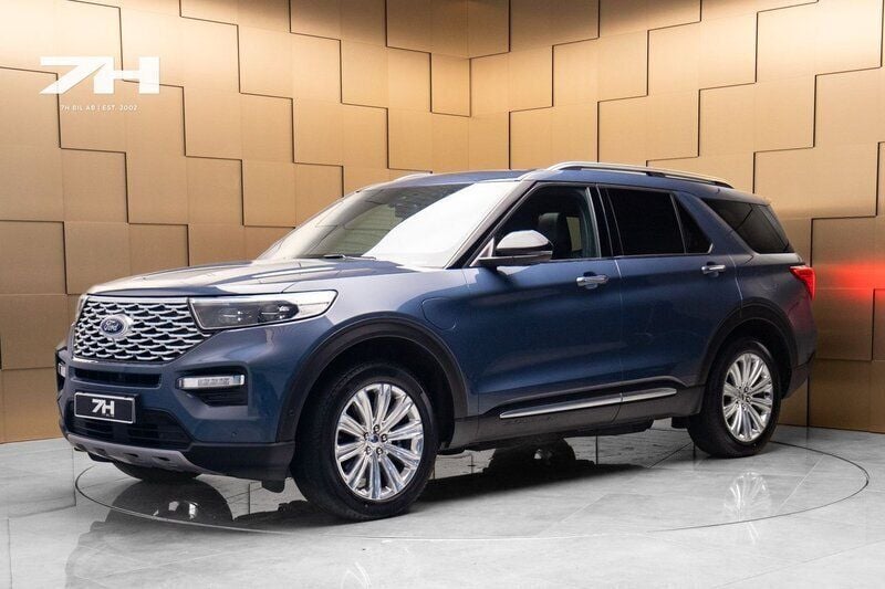 Blå Begagnad 2021 Ford Explorer Hybrid Platinum SUV | 499 000 kr (Superpris) - Bild 1/4
