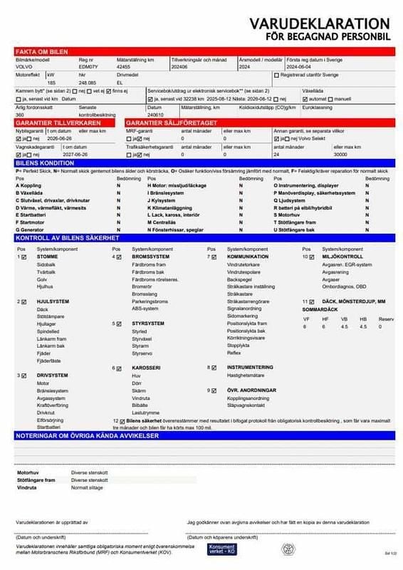 Begagnad Volvo EX40 Core 188 kW (256 HK) 2024 Grå SUV