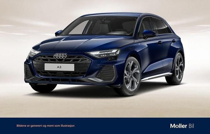 Blå (navarrablå metallic) Begagnad 2025 Audi A3 Sportback S-Line Halvkombi | 339 000 kr (Lite dyr) - Bild 1/4