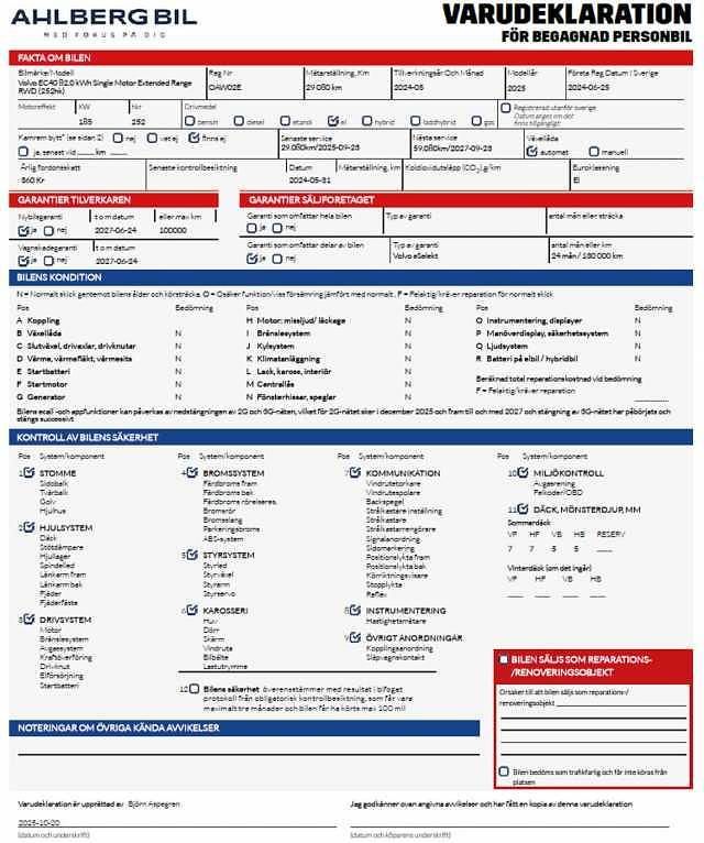 Grå Begagnad 2024 Volvo EC40 Core SUV | 449 500 kr (Dyr) - Bild 1/1