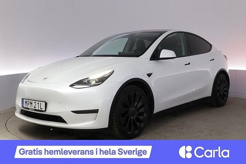 Vit Begagnad 2022 Tesla Model Y Long Range AWD SUV | 379 900 kr (Marknadspris) - Bild 1/4