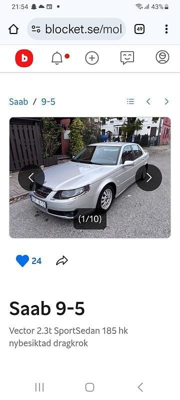 Gråvit Begagnad 2009 Saab 9-5 Kombi | 20 000 kr (Marknadspris) - Bild 1/1