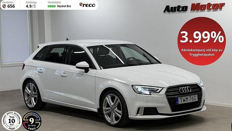 Vit Begagnad 2019 Audi A3 Sportback Sport Halvkombi | 199 900 kr (Marknadspris) - Bild 1/4