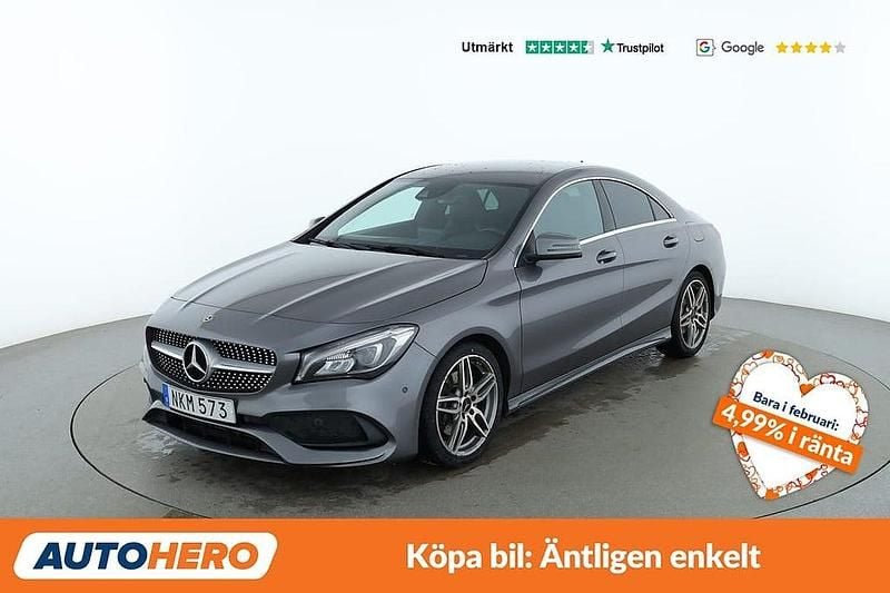 Mörkgrå Begagnad 2017 Mercedes CLA250 AMG line Sedan | 209 000 kr (Bra pris) - Bild 1/4