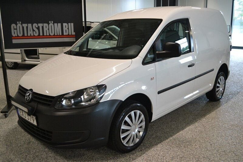 Vit (candywhite med klarlack) Begagnad 2015 VW Caddy Minibuss | 153 000 kr (Marknadspris) - Bild 1/4