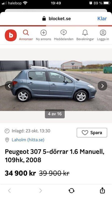 Begagnad 2008 Peugeot 307 Halvkombi | 29 000 kr - Bild 1/4