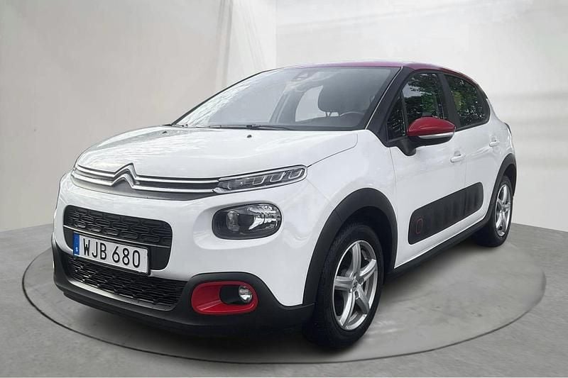 Vit Begagnad 2018 Citroën C3 Feel Halvkombi | 77 350 kr (Bra pris) - Bild 1/4
