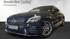 Mörkblå (blue) Begagnad 2018 Mercedes C200 AMG line Sportkupé | 329 900 kr (Marknadspris)