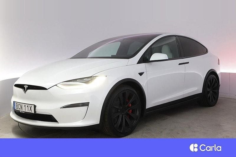 Vit Begagnad 2022 Tesla Model X Plaid SUV | 812 900 kr (Marknadspris) - Bild 1/4