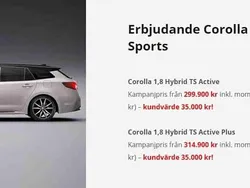 Svart Ny 2025 Toyota Corolla Active Kombi | 299 900 kr (Superpris)