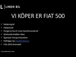 Vit Begagnad 2022 Fiat 500C Sport Cab | 159 900 kr (Marknadspris)