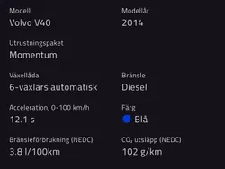 Blå Begagnad 2014 Volvo V40 Momentum Kombi | 100 000 kr (Bra pris)