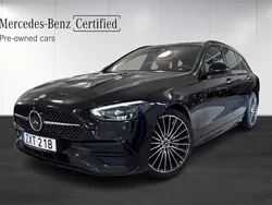Svart (black) Begagnad 2021 Mercedes C220 AMG Kombi | 449 900 kr