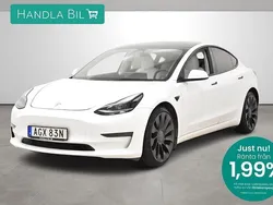 Vit Begagnad 2021 Tesla Model 3 Performance Sedan | 354 900 kr (Marknadspris)