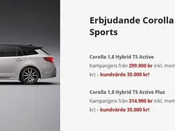 Grå Ny 2025 Toyota Corolla Active Kombi | 299 900 kr (Superpris)