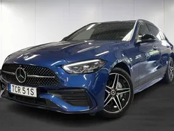 Blå (blue) Begagnad 2023 Mercedes C300e AMG Line Premium Kombi | 489 900 kr (Lite dyr)