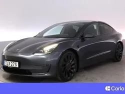 Grå Begagnad 2021 Tesla Model 3 Performance Sedan | 339 900 kr (Marknadspris)
