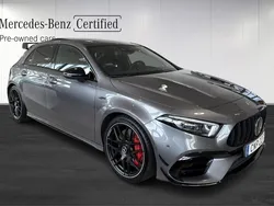 Mörkgrå (grey) Begagnad 2021 Mercedes A45 AMG AMG Halvkombi | 529 000 kr (Marknadspris)