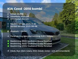 Silver Begagnad 2010 Kia Ceed 2 Kombi | 37 000 kr (Marknadspris)