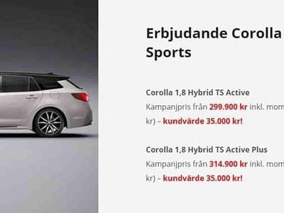 Ny Toyota Corolla Active 98 HK (72 kW) 2025 Svart Kombi