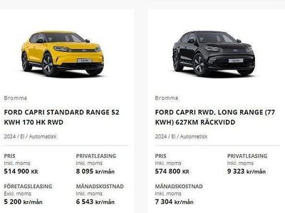 Gul Begagnad 2024 Ford Capri SUV | 514 900 kr
