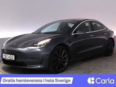 Grå Begagnad 2020 Tesla Model 3 Performance Sedan | 285 990 kr (Marknadspris)