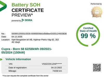 Grå Begagnad 2022 Cupra Born Halvkombi | 239 800 kr (Marknadspris)