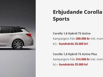 Silver Ny 2025 Toyota Corolla Kombi | 299 900 kr