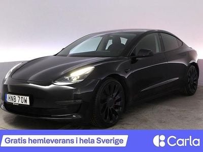 Svart Begagnad 2021 Tesla Model 3 Performance Sedan | 288 990 kr (Marknadspris)