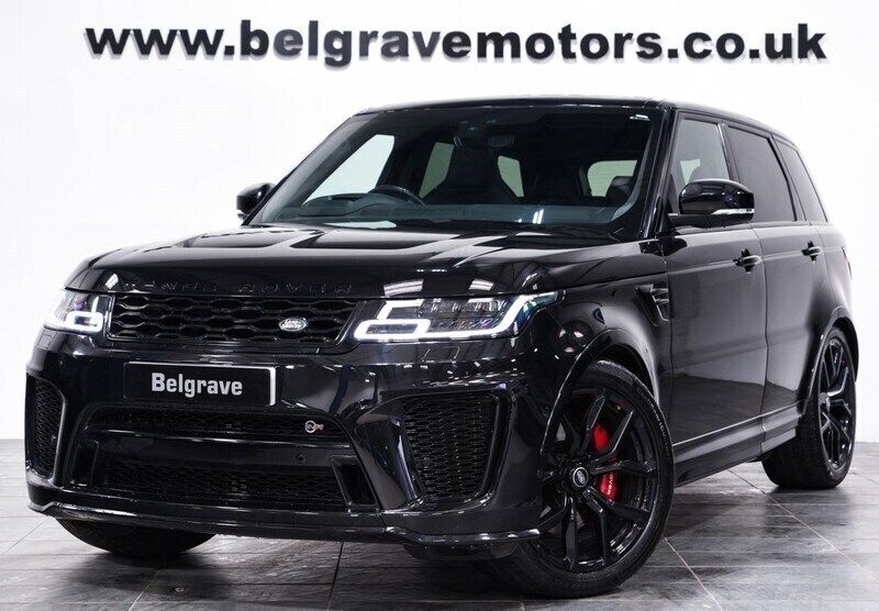 Santorini black metallic Used 2018 Land Rover Range Rover Sport SVR SUV | £45,750 (Fair price) - Image 1/4