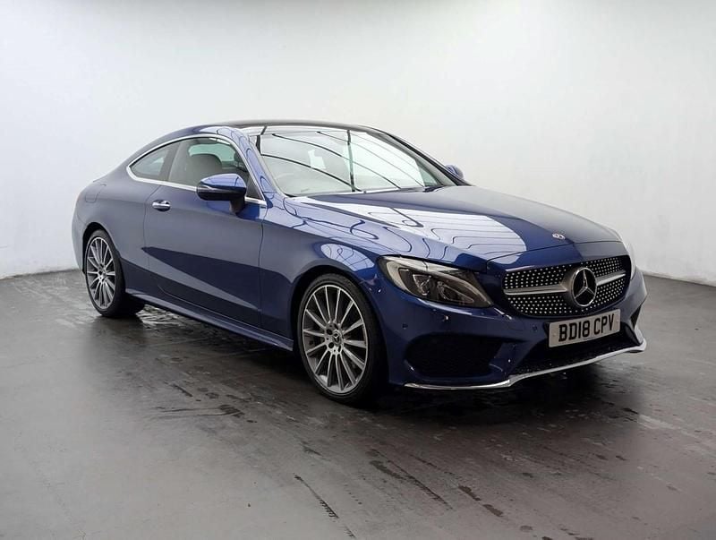 Used Mercedes C220 AMG Line Premium 170 HP (125 kW) 2018 Blue Coupe