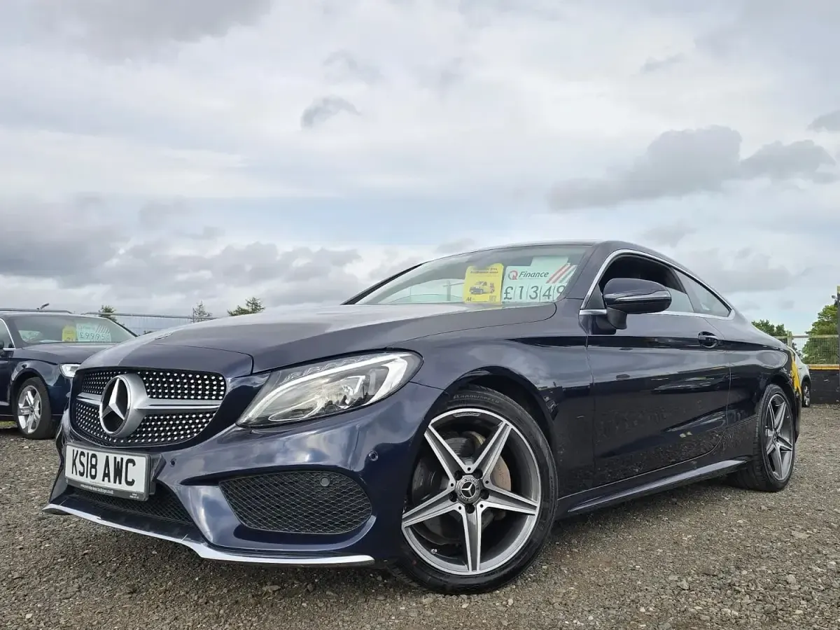 Used Mercedes C220 AMG line 170 HP (125 kW) 2018 Blue Coupe