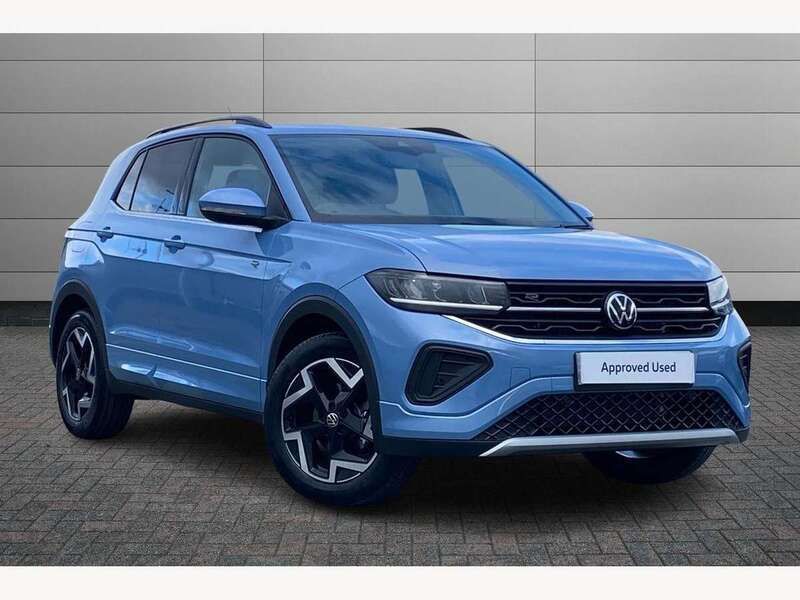 Clear blue Used 2025 VW T-Cross R-line SUV | £26,563 (Expensive) - Image 1/4