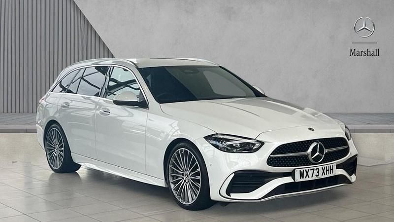 Manufaktur opalite white bright Used 2023 Mercedes C200 AMG Line Premium Estate | £30,280 (Fair price) - Image 1/4
