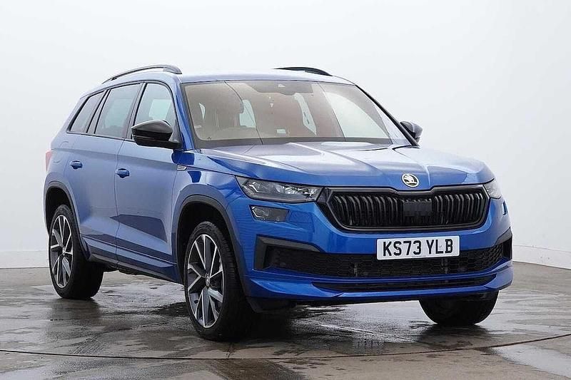 Race blue metallic Used 2023 Skoda Kodiaq SportLine SUV | £35,250 (A bit pricey) - Image 1/4