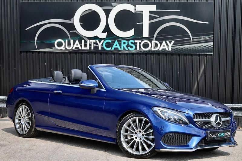 Used Mercedes C250 AMG line 201 HP (147 kW) 2017 Blue Cabriolet
