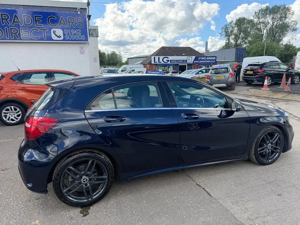 Used Mercedes A200 AMG line 136 HP (100 kW) 2017 Blue Hatchback