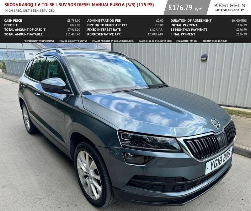 Grey Used 2018 Skoda Karoq SE L SUV | £8,795 (Fair price) - Image 1/4