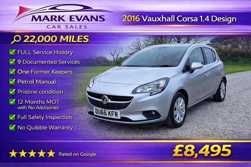 Used Vauxhall Corsa Design Edition 90 HP (66 kW) 2016 Silver Hatchback