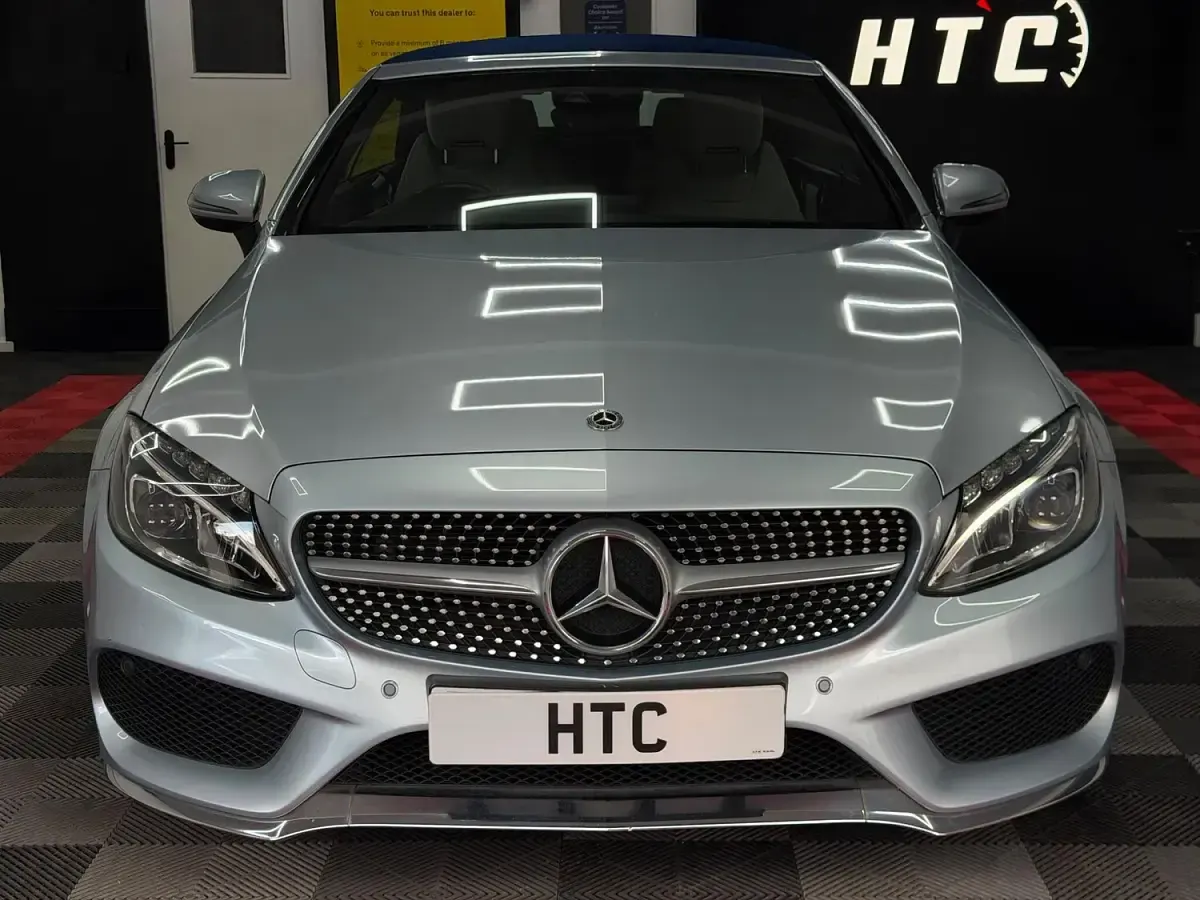 Used Mercedes C220 AMG line 170 HP (125 kW) 2018 Silver Cabriolet