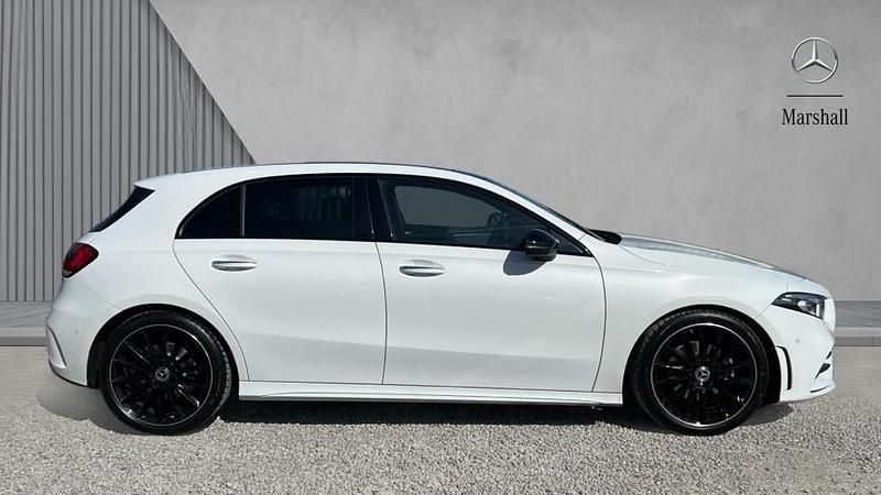 Used Mercedes A200 AMG Line Premium Plus 163 HP (119 kW) 2022 Moonstone white metallic Hatchback