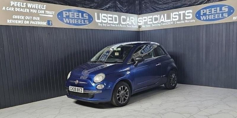Used Fiat 500 Lounge 69 HP (50 kW) 2009 Blue Cabriolet