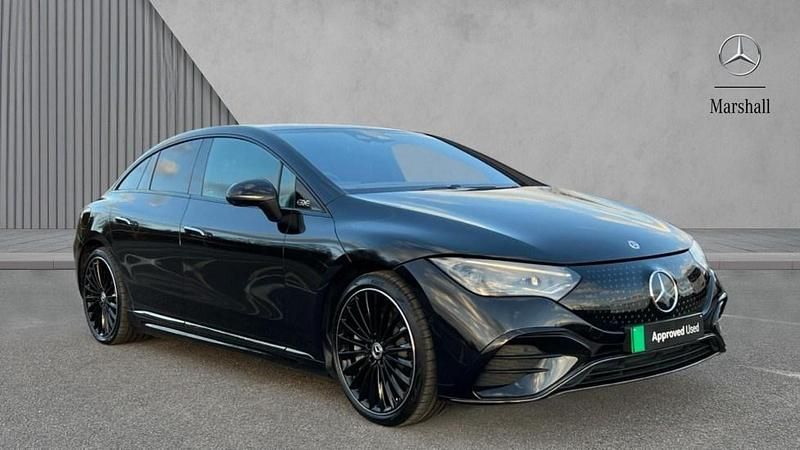 Obsidian black metallic Used 2024 Mercedes EQE350 AMG line Sedan | £47,280 (Fair price) - Image 1/4