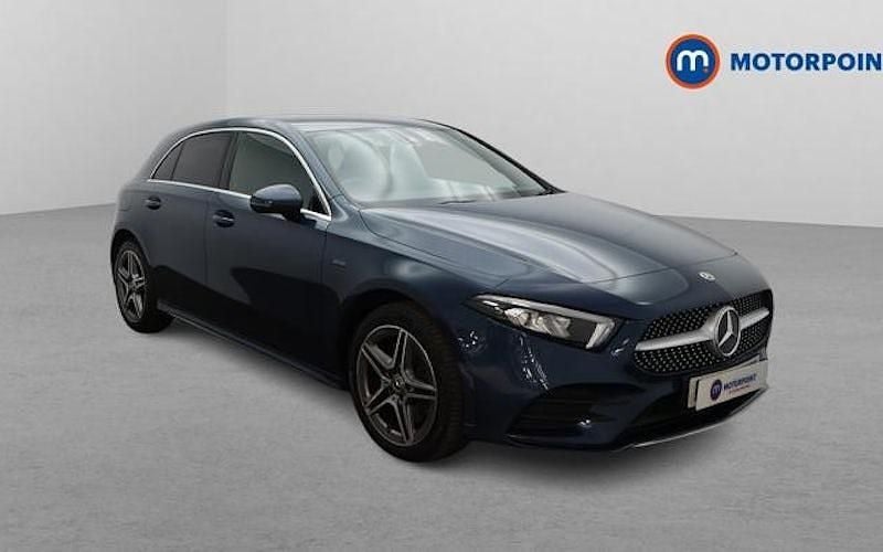 Used Mercedes A250 AMG line 218 HP (160 kW) 2021 Blue Hatchback