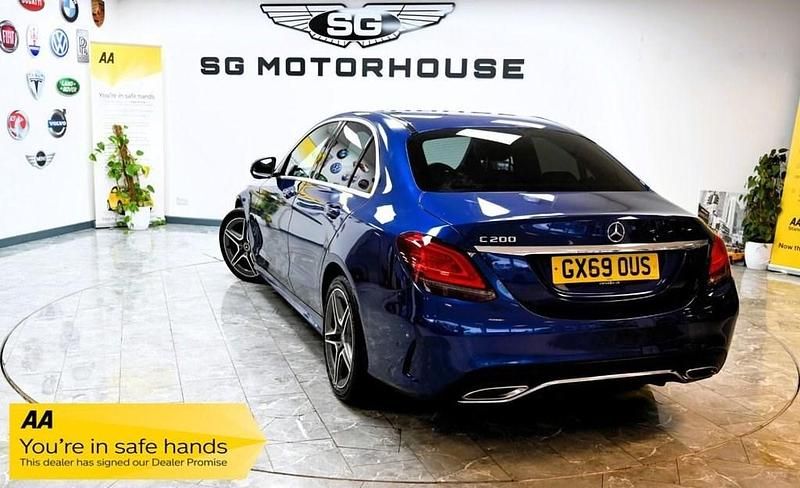 Used Mercedes C200 AMG line 184 HP (135 kW) 2019 Blue Sedan