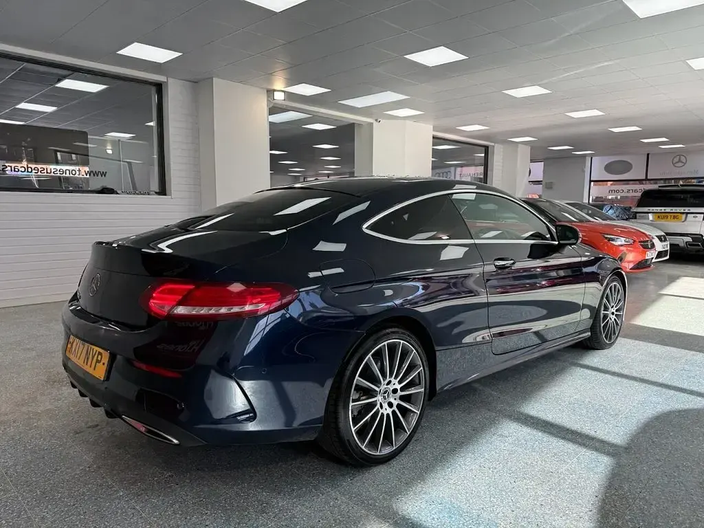 Used Mercedes C220 AMG line 170 HP (125 kW) 2017 Blue Coupe