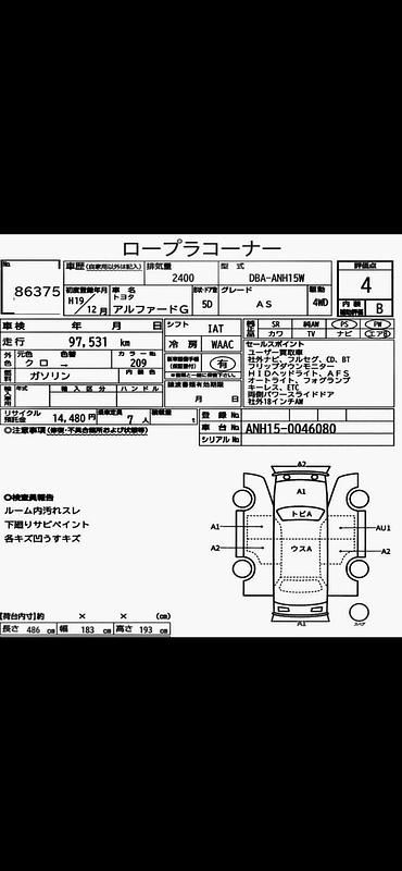 Used Toyota Alphard 159 HP (116 kW) 2007 Black MPV