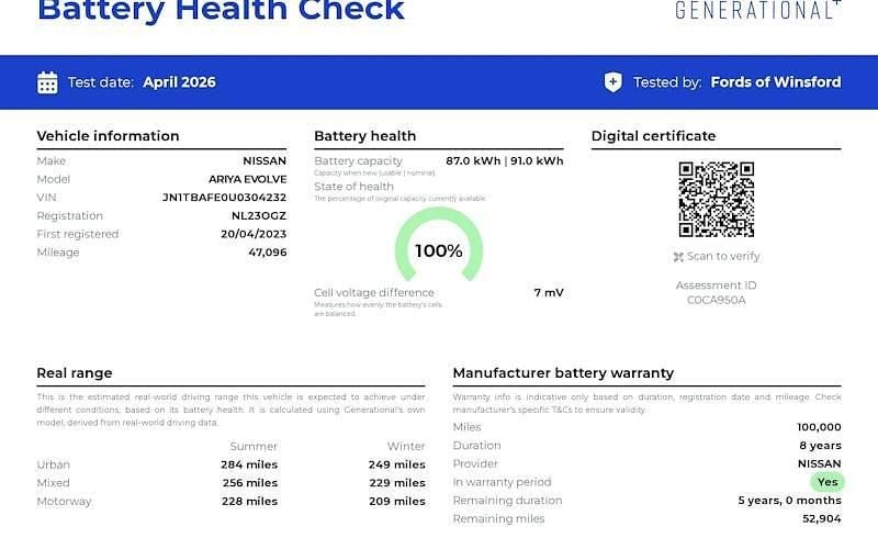 Used Nissan Ariya Evolve 177 kW (242 HP) 2026 SUV